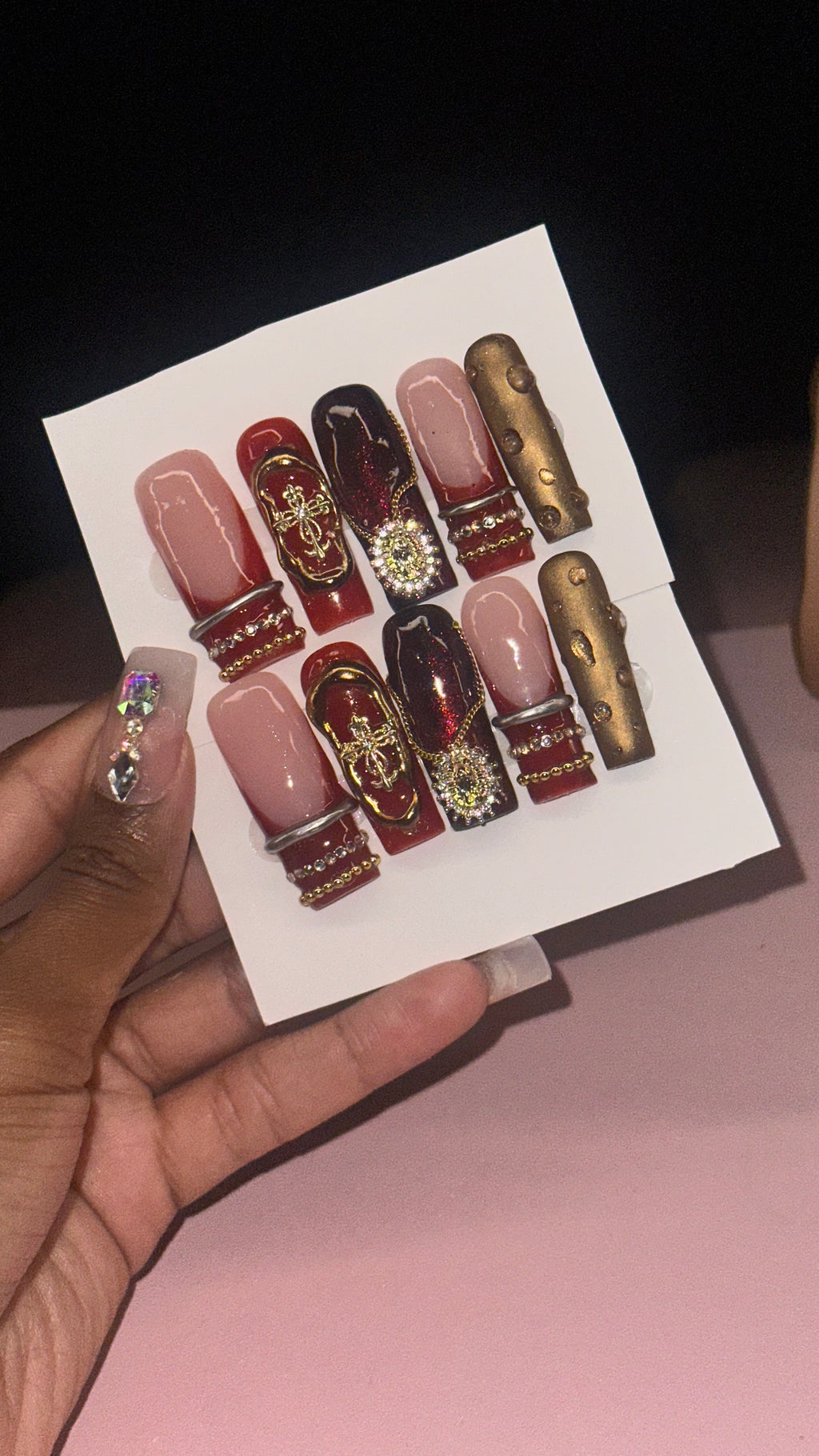 4 Pack Long Custom Acrylic Press On Nails