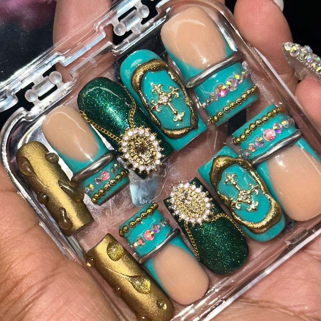 4 Pack Long Custom Acrylic Press On Nails