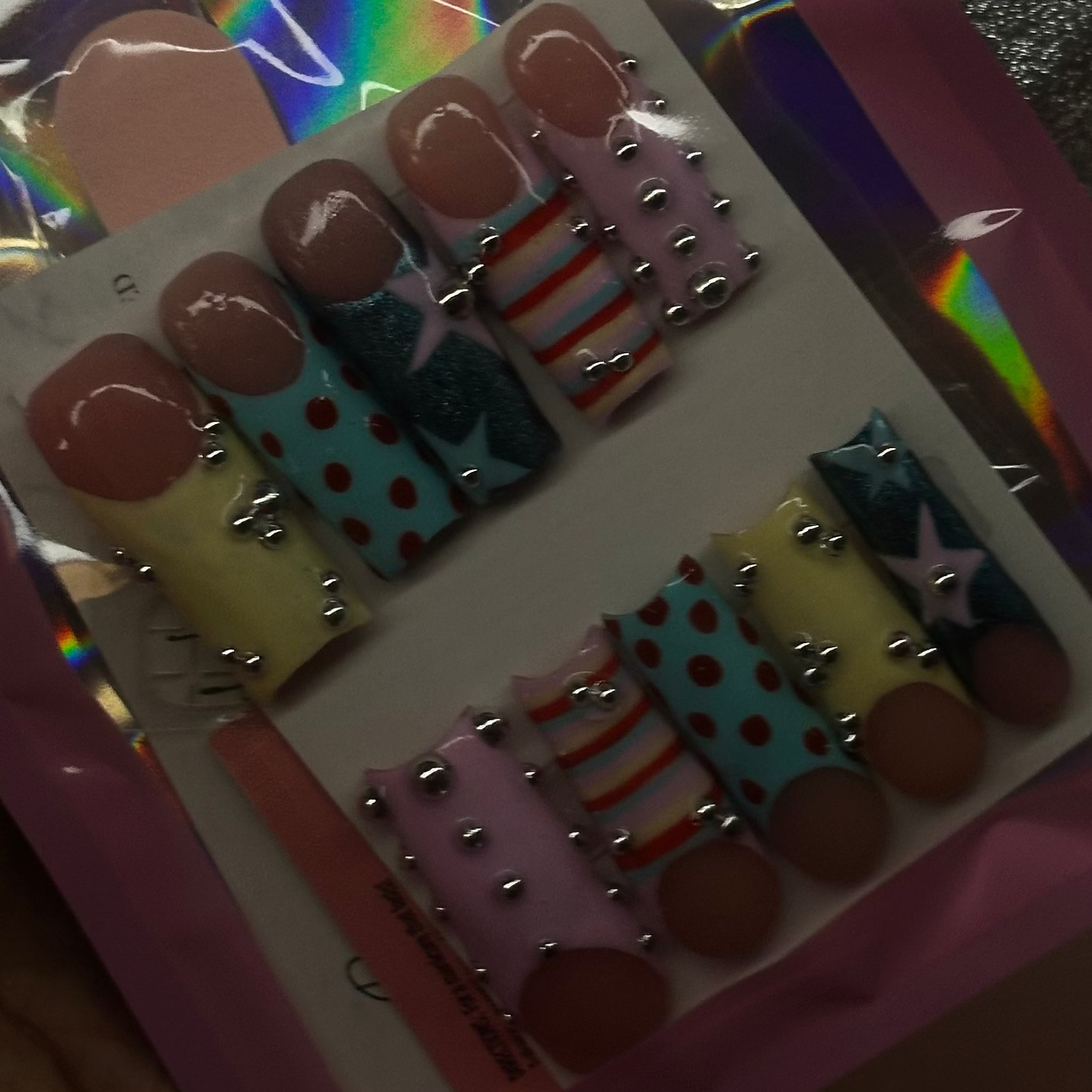 4 Pack Long Custom Acrylic Press On Nails